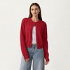 Anna-Kaci Women's Soft Knit Button Front Cropped Cardigan with Ribbed Trim Details and Relaxed Long Sleeves - 2 of 4