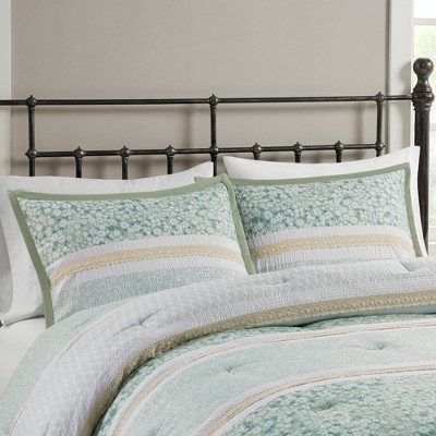 Madison Park 5pc King/California King Tulia Seersucker Comforter Bedding Set with Throw Pillows Green - Madison Park: Microfiber, Botanical Pattern — фото 4