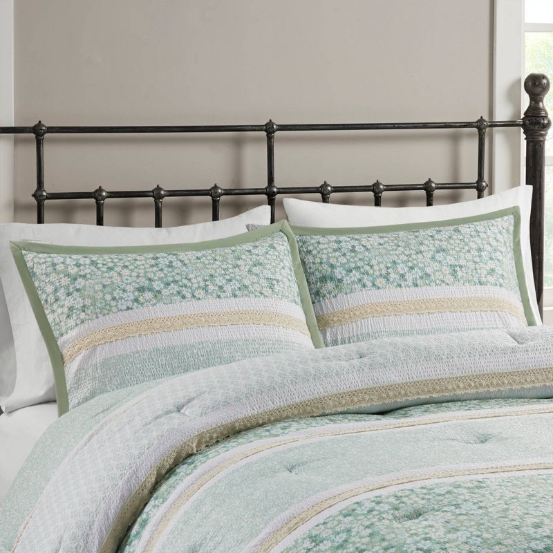 5pc Tulia Seersucker Comforter Bedding Set with Throw Pillows Green - Madison Park, 5 of 13