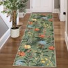 2 x 6 ft Pearl Velvet Black Rectangular Hallway Bathroom Entryway Kitchen Office Foldable Flower Printed Modern Washable Area Rug - 3 of 4