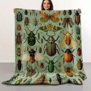 Lomsoe Vintage Style Insect Collection Flannel Throw Blanket Soft All-Season Multipurpose, Christmas Gift. - 1 of 4