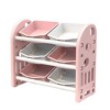 MAYEERTY Kids Toy Storage Organizer, 6 Bins HDPE Shelf Multi-functional, Playroom Bedroom Living Room, Pink - 2 of 4