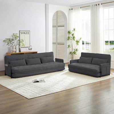 Mjkone Muti-Functional Folding Sofa Bed,Floor Sofa Bed Set,Lazy Sofa with Pillows,6 Position Adjustable Backrest