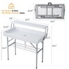 Outdoor Ice Cooler Folding Table with Extra Storage Shelf, Ice Tables for Parties with Drain & Matching Skirt - 2 of 4