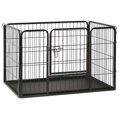 Dog Playpen Black Powder-coated steel 36.0x23.2x24.0 in Foldable vidaXL