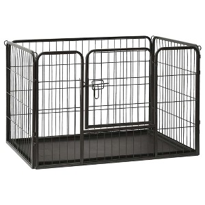 Dog Playpen Black Powder-coated steel 36.0x23.2x24.0 in Foldable vidaXL - 1 of 4