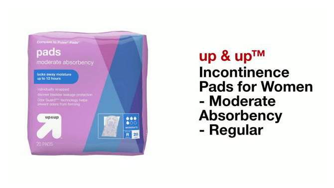 Incontinence Pads for Women - Moderate Absorbency - Regular - up & up™, 2 of 5, play video