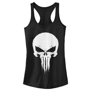 Juniors Womens Marvel Original Punisher Painted Chest Logo Racerback Tank Top - 1 of 4