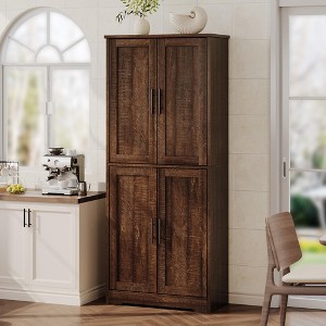 70 Inch Tall Kitchen Pantry Cabinet with 4 Doors & Adjustable Shelves, Freestanding Storage Hutch Organizer - 1 of 4