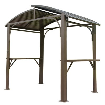 Cuschoice Grill Canopy for Outdoor Grill w/Double Galvanized Steel Roof and 2 Side Shelves, BBQ Gazebo Grill Tent for Patio Garden Backyard
