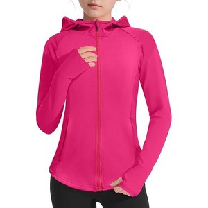 Girls Long Sleeve Zip Up Athletic Hoodie Top Lightweight Jacket Fishing Hiking Sun Protection Outwear - 1 of 3