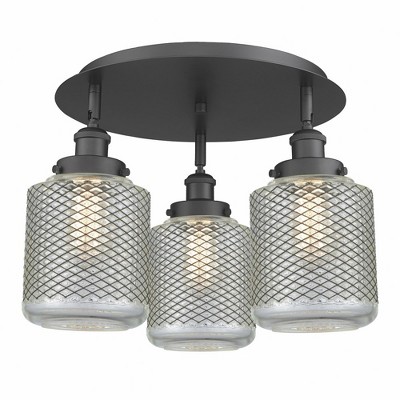 Edison - 3 Light Flush Mount In Industrial Style-9.5 Inches Tall and 17.75 Inches Wide