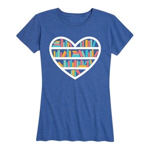Women's - Instant Message - Heart Book Shelf Short Sleeve Graphic T-Shirt - 1 of 4