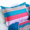 Slickblue Full/Queen, Cozy Hand-Stitched Reversible Quilt and Shams, Quilt Set, TC Fabric, Stripes, 3 Colors, 3 Piece - 2 of 4