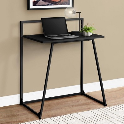 INFURNIC Desks 30"L Compact Computer Desk with Laminate Top and Sturdy Metal Frame for Small Spaces, Black, 29.5"*17.75"*34"