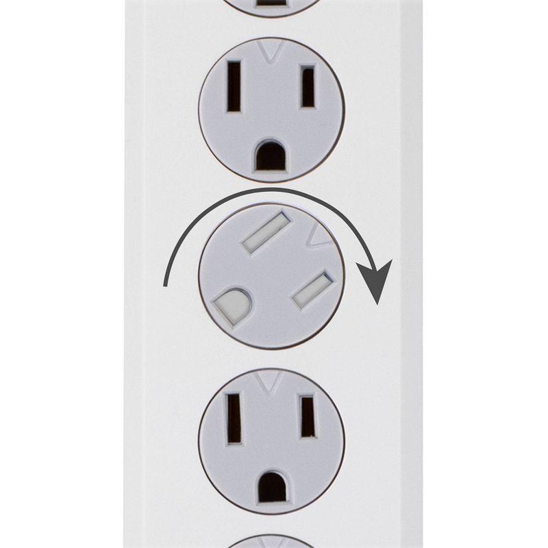 GE 6 Outlet Surge Protector 2&#39; Cord White, 4 of 8