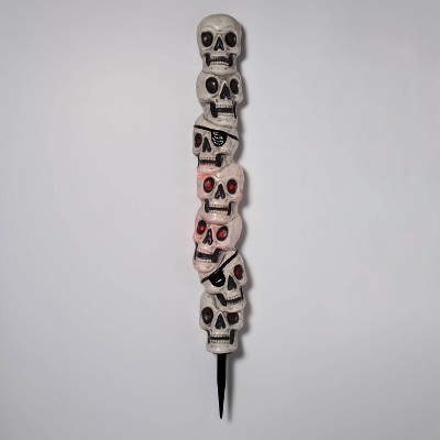 48" Light Up Stacked Skulls with Red Eyes Halloween Decorative Yard Stake - Hyde & EEK! Boutique™