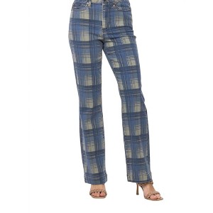 Women's Vintage Plaid Straight Leg Jeans - Judy Blue - 1 of 4