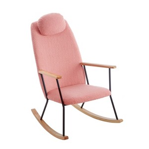 FONTOI Rocking Chair with Adjustable Headrest Pillow, Rocker with High Backrest for Nursery Bedroom Living Room, Pink, 30.12"*39.76"*24.41" - 1 of 4