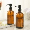 LunaLulinlk Glass Soap Dispenser, 2 Pack Thick Amber Pint Jar Bottle with Black Pump Stainless Steel, 17 Oz Bathroom Hand Soap Dispenser - 2 of 4