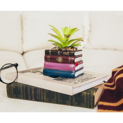Enchanted Hogwarts Book Stack 3" Ceramic Planter with Faux Succulent