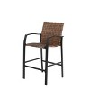 3 Pieces Outdoor Bar Stools Set,Rattan Bar Chairs,with glass table top, Wicker Bar Stools for Backyard, Garden, Pool, Balcony and Deck, Brown - 4 of 4
