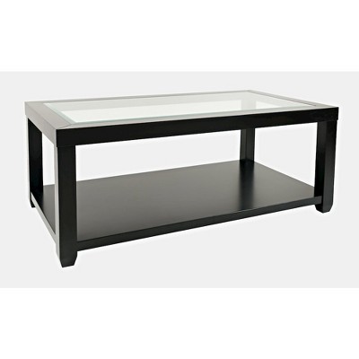Urban Icon 48'' Black Rectangular Glass-Topped Coffee Table