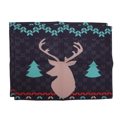 Unique Bargains Christmas Place Mats Linen 13" x 17.7" 2Pcs