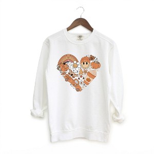 Simply Sage Market Women's  Garment Dyed Graphic Sweatshirt Fall Collage Heart - 1 of 4
