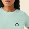 Dalix Smile Face Embroidered Soft Cotton Short Sleeve T Shirt Womens - 4 of 4