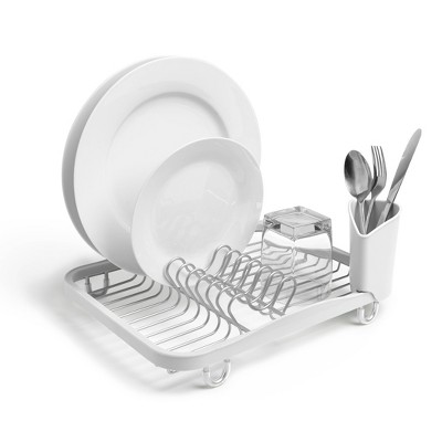 White Metal In-Sink Dish Rack with Utensil Cup