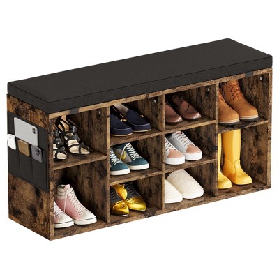 Shoe Bench with Cushion, Storage Bench with Padded Seat