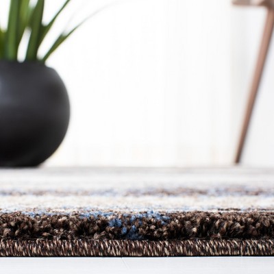 Luxurious Hand-Knotted Cream/Blue Shag Rug - 27" x 19"