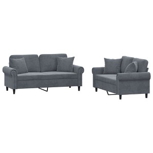 vidaXL Sofa Set Dark grey Velvet (100% polyester), metal, textilene, plywood - 1 of 4