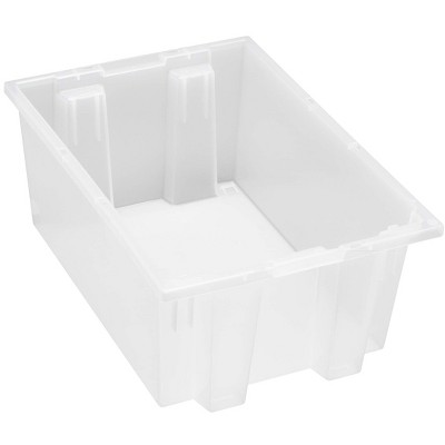 Quantum Storage Systems Stack And Nest Tote, 19-1/2"W X 13-1/2"D X 8"H, Heavy Duty, 0.80 Cu. Ft. Capacity