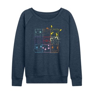 Women's - Pokémon - Character Grid Lightweight French Terry Wide Neck Long Sleeve Shirt - 1 of 4