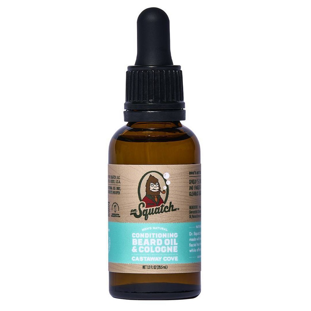 DR. SQUATCH Men's Natural Beard Cologne & Oil - Castaway Cove - 1 fl oz