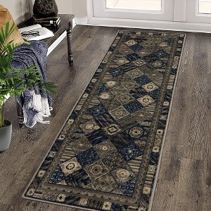 Area Rug Boho Distressed Floor Carpet Vintage Floral Rug, Polypropylene, 2x6 - 1 of 4
