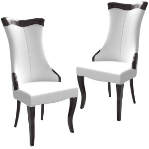 LeisureMod Dining Chair Upholstered in Leather/Velvet Cozy Accent Kitchen Chair with Rubberwood Legs Novara Series Set of 2 - 1 of 4