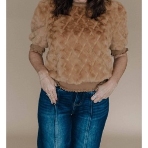 Women's Call Me Irresponsible Quilted Fur Top - voy - 1 of 3