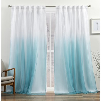 Exclusive Home Crescendo Lined Room Darkening Blackout Hidden Tab Top Curtain Panel Pair, 52"x108", Aqua, Set of 2