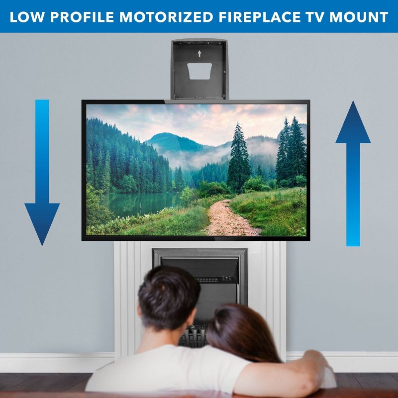 Mount-It! Motorized Fireplace TV Wall Mount, Electric TV Mount w/ Height Adjustable Drop Down Arms For Mantel Installation, Fits 65 - 80 Inch Screens, 3 of 9