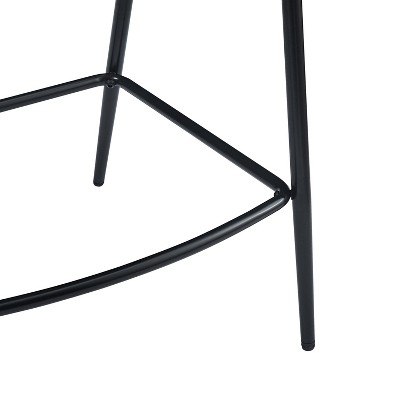 Brown Leather and Iron Frame Counter Stools, Set of 2