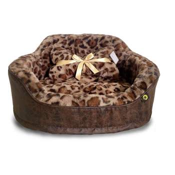 Precious Tails Leopard Princess Cat and Dog Bed - Brown