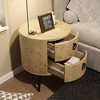 Homhougo Round Side Table with Drawers Modern Night Stand with Storage Wooden Accent End Table Circle Bedside Table with Metal Legs Golden Willow - 4 of 4