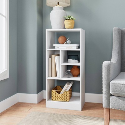 White 35.43" Modern Cubed Bookcase with 5 Shelves