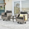 XIZZI Patio Outdoor Swivel Rocking Chairs Set of 2 with Side Table, 3 Pieces PE Rattan Wicker Patio Bistro Set with 360 Degree Rotation Chairs - 3 of 4