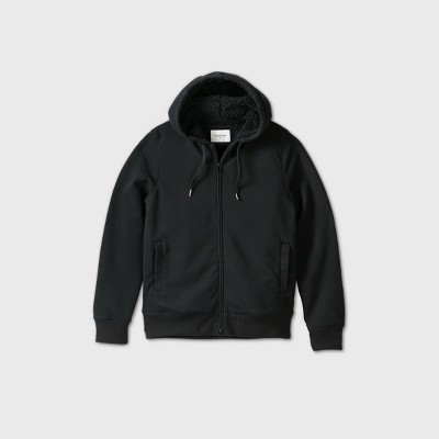 sherpa lined zip up hoodie mens