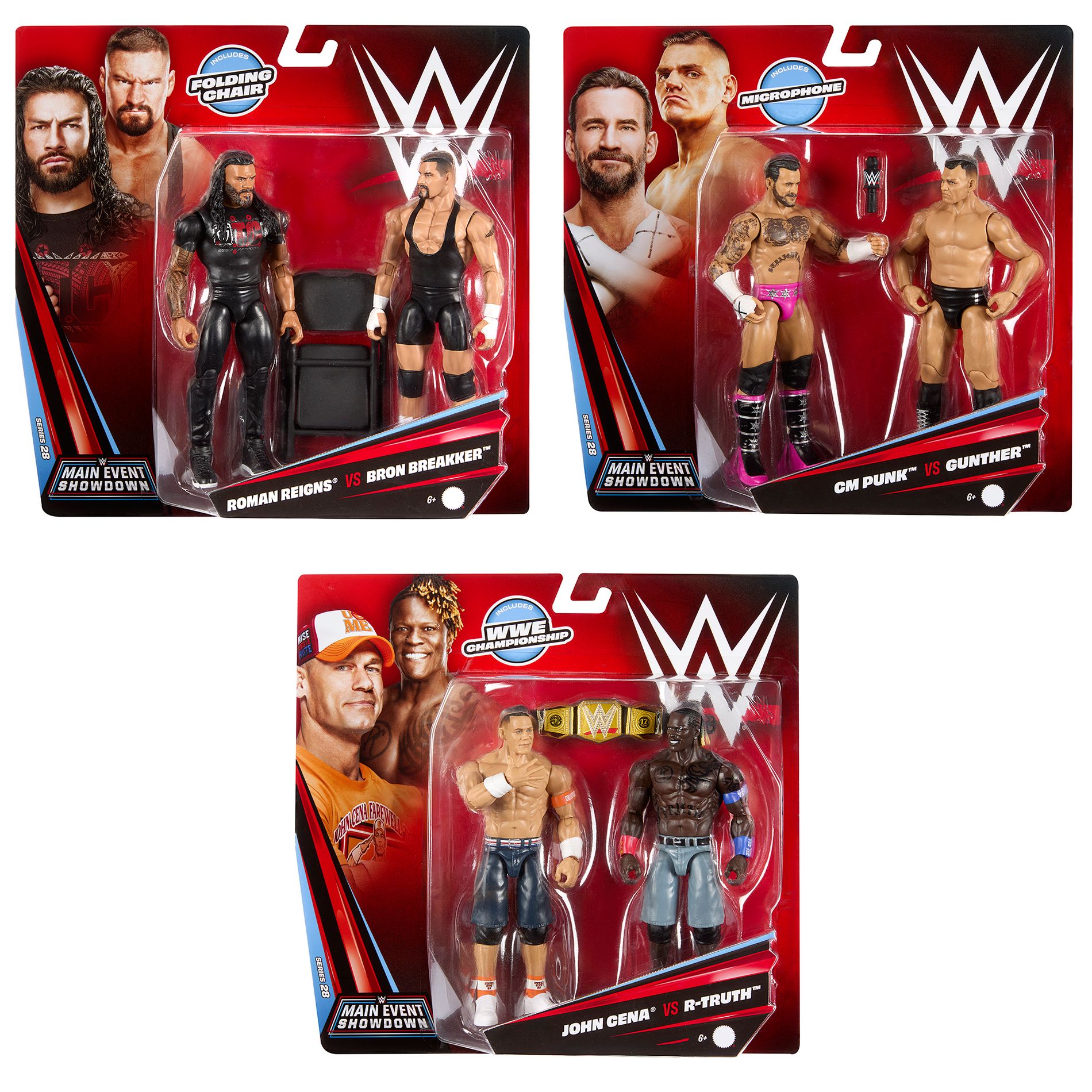 WWE Main Event 2-Packs 28 Set of 3 Action Figures