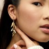 Ross-Simons Italian 18kt Gold Over Sterling Leaf and Branch Drop Earrings - 2 of 4